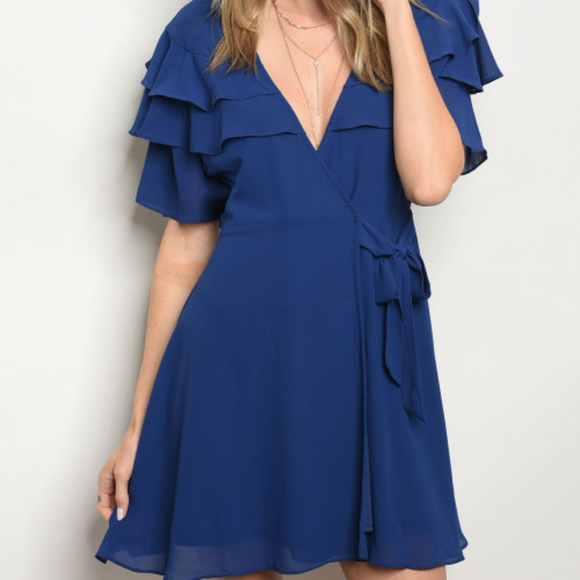 V-NECK RUFFLE DRESS - Picture 2 of 7
